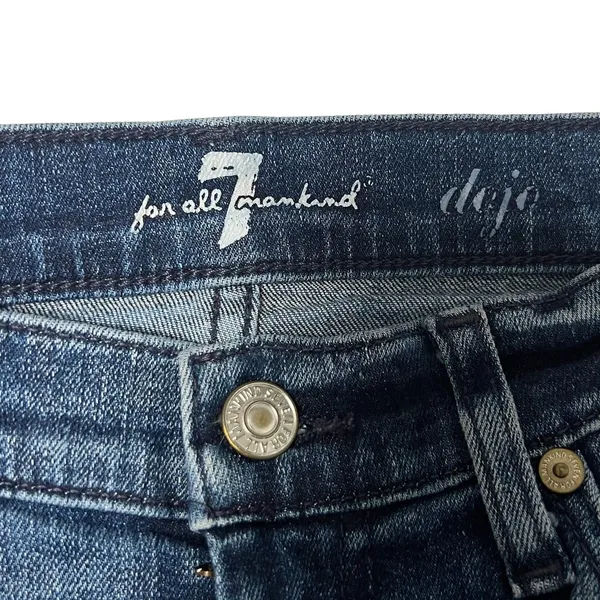 7 For All Mankind Dojo Jeans Dark Wash Denim Flared Embroidered Logo Women’s 25 - Image 7