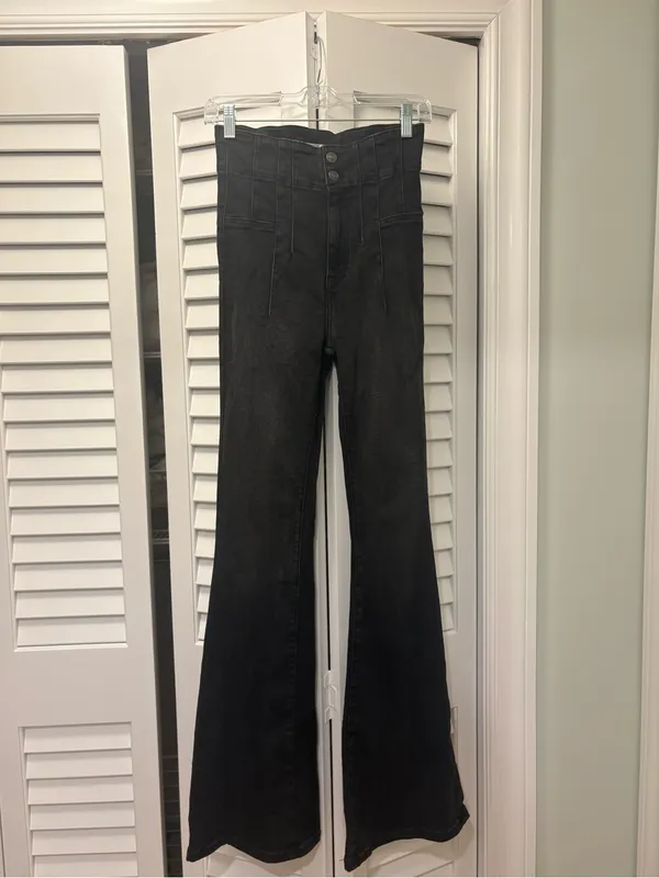 Free People We The Free Jayde Flare Jeans Onyx Black Size 27 - Image 4