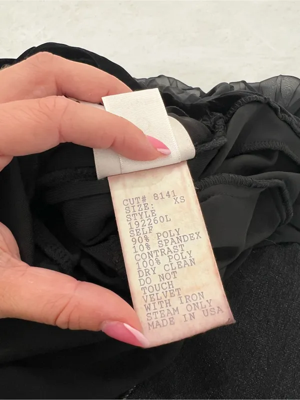 TADASHI Black Velvet Brooch Evening Gown Size XS - Image 6