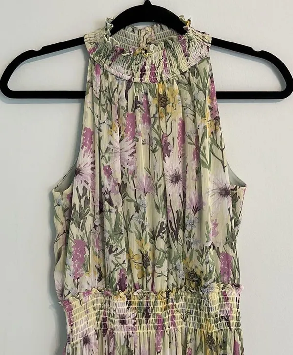 Taylor Floral Halter Neck Chiffon Dress- Size 6 - Image 4