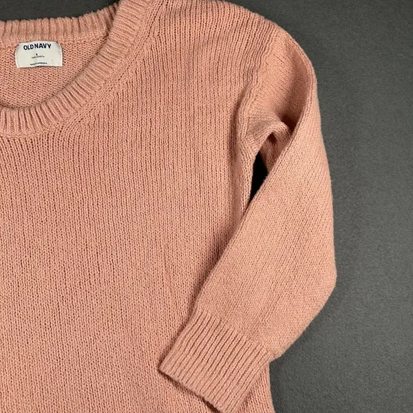 Old Navy Sweater Womens Small Pink Tunic Length‎ V Neck Long Sleeve 100% Cotton - Image 6