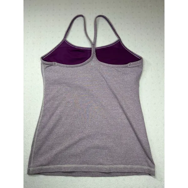 Lululemon Purple Striped Built-In Bra Tank Top Size 8 Shelf Bra Athletic - Image 6