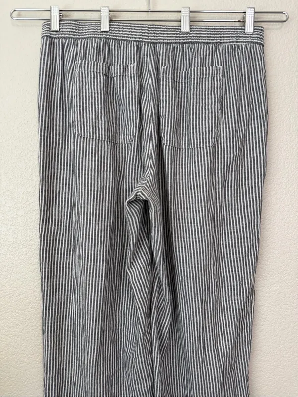 Old Navy Linen Cotton Blend High-Waisted Striped Wide-Leg Pants, Sz Large - Image 7