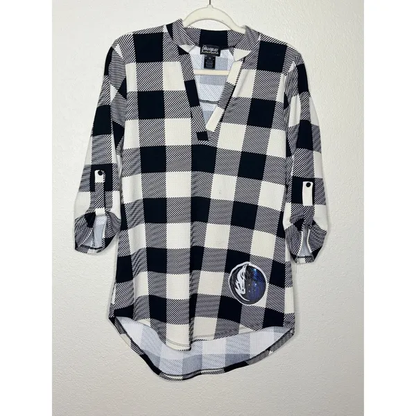 GameDay Couture Dallas Mavericks Buffalo Plaid Sequin Tunic Top S - Image 3