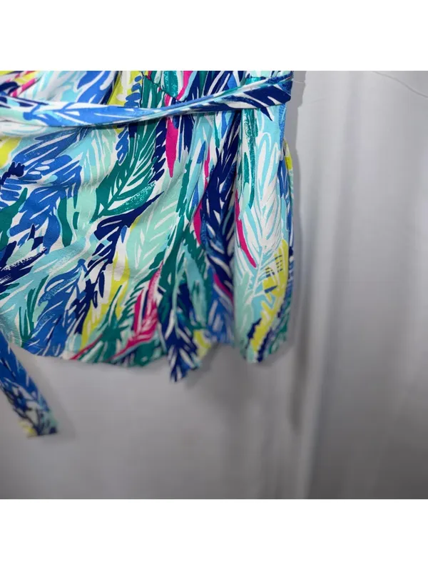 Lilly Pulitzer Multicolor Feather Print Sleeveless Romper Women’s Medium - Image 4