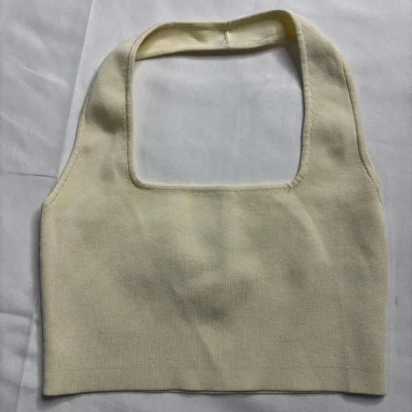 The Drop Halter Crop Top in Butter Yellow - Image 2