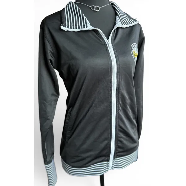 J. America Michigan Tech Huskies Track Jacket Womens S Black Stripe Zip VTG VGUC - Image 11
