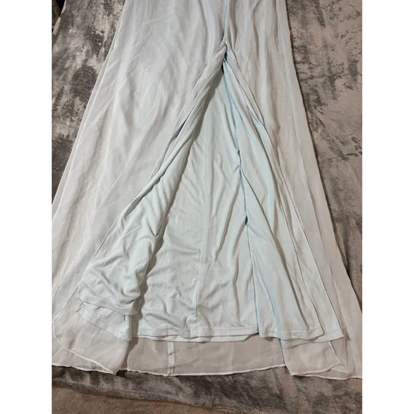 NWT Thread‎ Dessy CRISS CROSS BACK MERMAID WRAP DRESS Blue MIST SZ 6R Gown Dress - Image 9