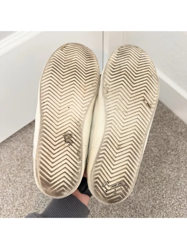 Zadig Voltaire Sneakers Size 7‎ EU 38 White Leather Distressed Star Alternative - Image 6