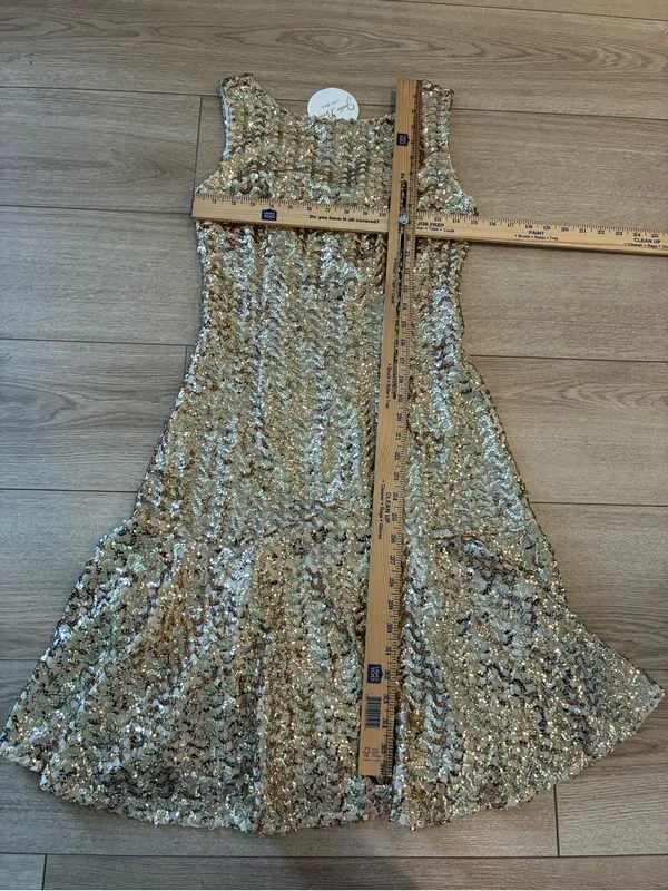NWT Julie Brown Women’s Lauryn Dress Gold Firecracker Chiffon Sequin Size 2 - Image 3