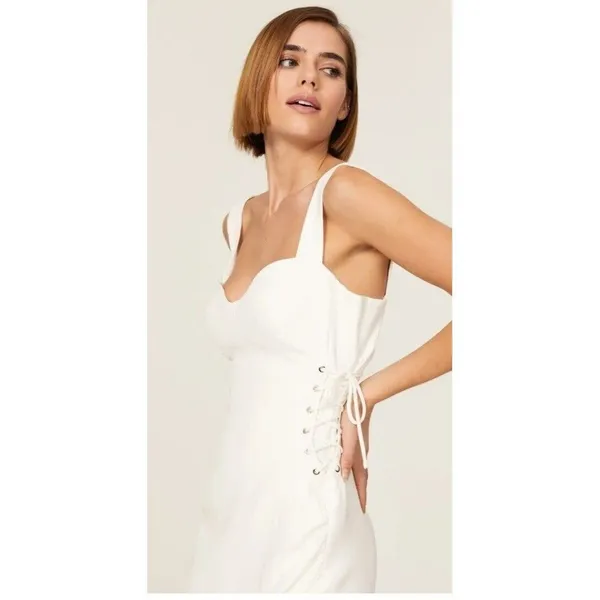 Sexy lace up sz 2 Nicholas white Christina side tie asymmetrical mini dress - Image 4