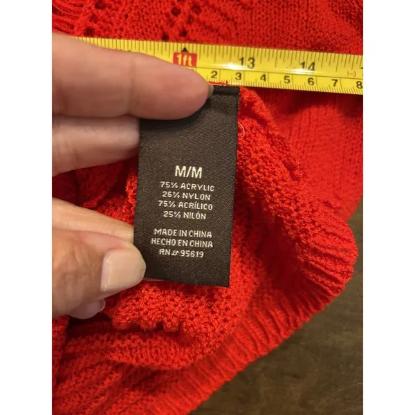 Fever Red Knitted Short Sleeve Top Sweater Size Medium Game Day USA Holiday - Image 6