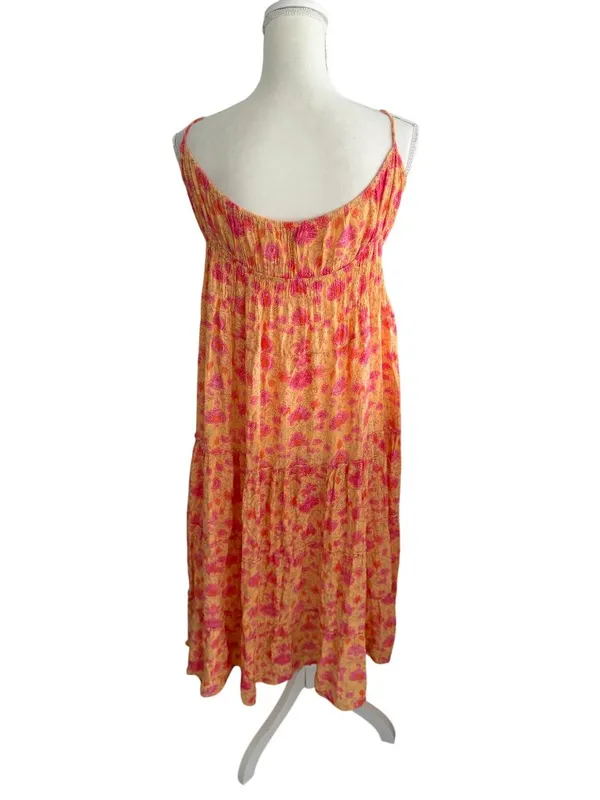 BEACHGOLD Orange Floral Maxi Dress Size Medium - Image 3