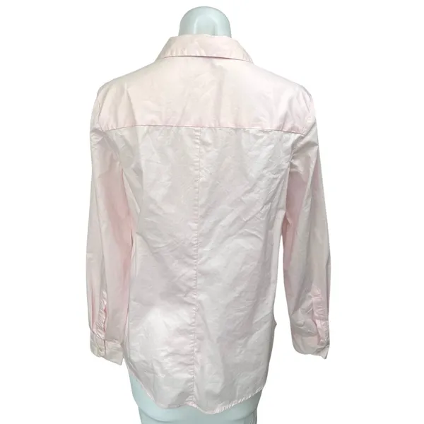 H&M Women's Pink Long Sleeve Pocket Collared Button Down Shirt Top Size 10 - Image 2