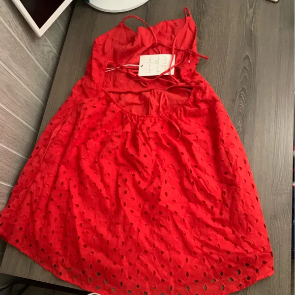 Show Me Your Mumu Out Of Town Mini Dress S Red Eyelet - Image 9