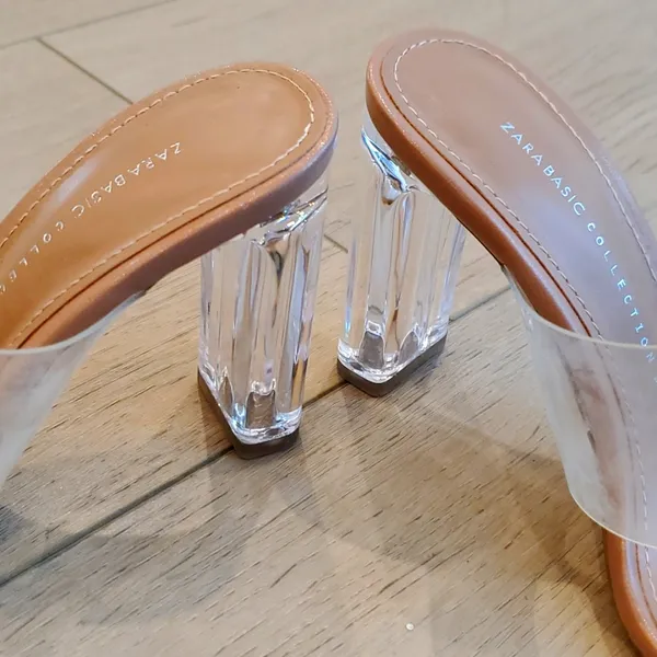 Zara Basoc Collection Clear Nude Heel Sandals Size 38/ 7.5 US - Image 2