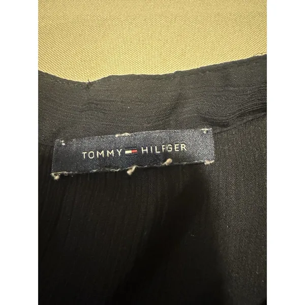 Tommy Hilfiger Blouse Medium Ruffle Top Long Sleeve Blue Preppy Office Work Wear - Image 13