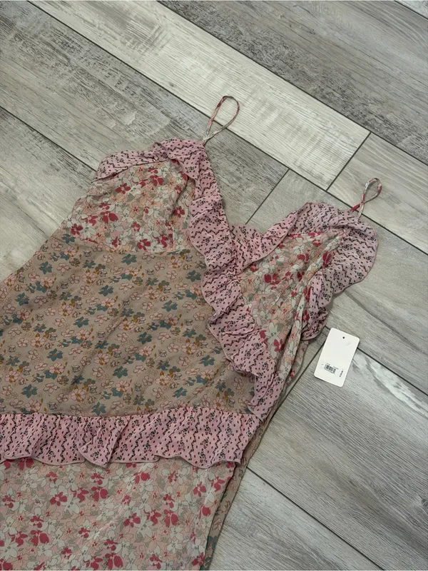 NWT Lucky Brand Coastal Cowgirl Coquette Floral Asymmetrical Midi Dress - Large - Image 13