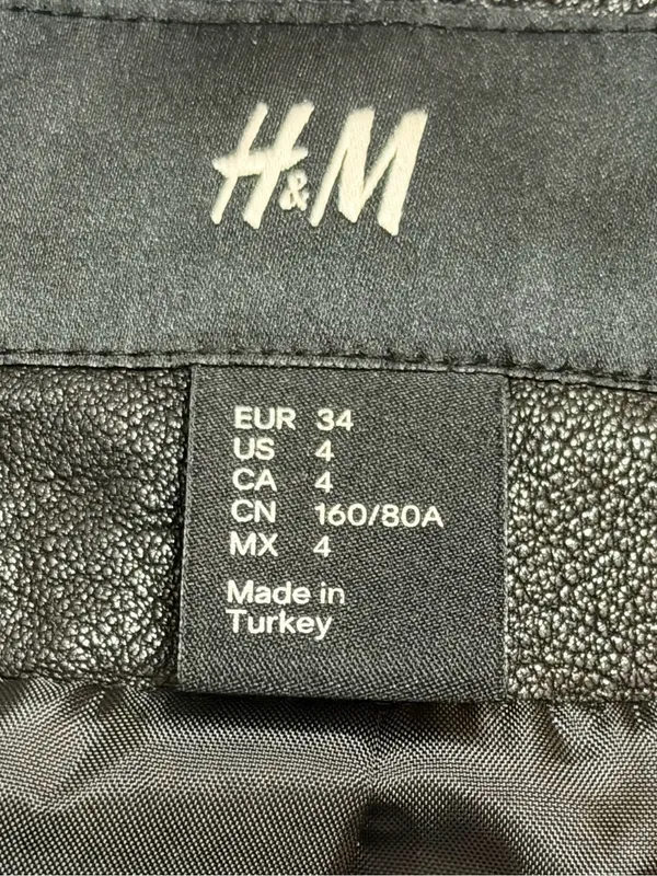 H&M The New Icons Women’s Long Sleeve Black Leather Biker Jacket Size 4 - Image 3