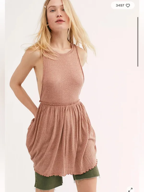 Women’s New Free People Beach BRB Sleeveless Ribbed Drop-Waist Mini Dress - Image 2