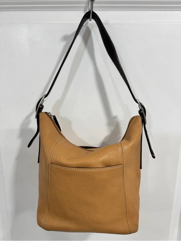 Tignanello Camel Tan Soft Leather Zipper Closure East West Shoulder Bag - Image 2