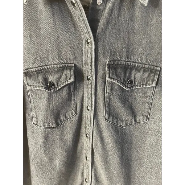 H&M Black Wash Denim Shirt Jacket Size S GUC - Image 3