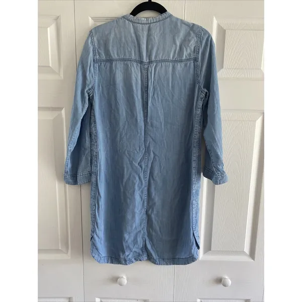 J Crew Chambray Denim Popover Tunic Dress Womens S Light Blue Utility‎ Cotton - Image 7