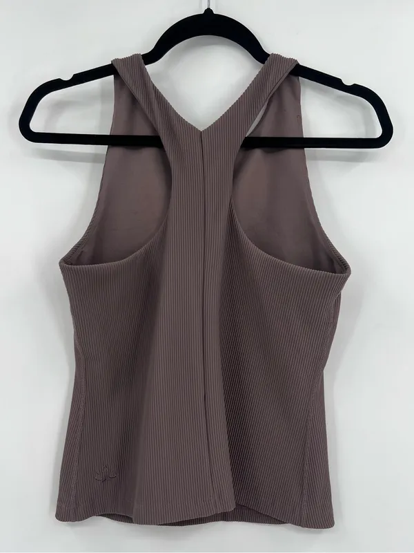 Beyond Yoga Refocus Ribbed Classic Tank Top High-Neck Racerback Woodland Medium - Image 4