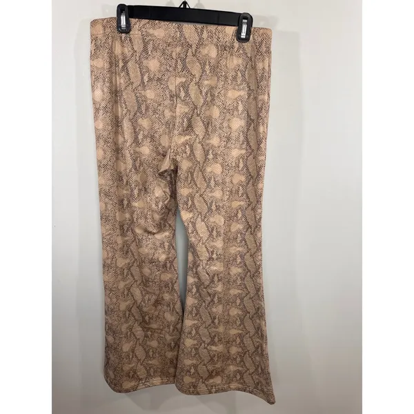 Elodie Tan Animal Print High Rise Flare Leg Pants Women XL NWT Retro Bohemian - Image 6