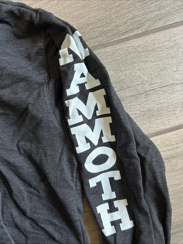 Mammoth Black Pullover Hoodie with White Sleeve Text - Image 4