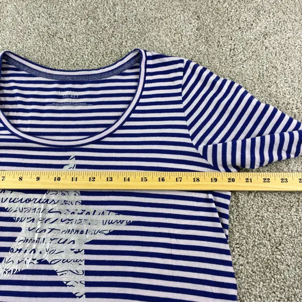 Victorias Secret Striped Long Sleeve Tunic Top Womens L‎ Blue White Loungewear - Image 5