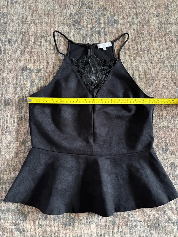 1. State Black Lace-Trim Peplum Camisole Size S - Image 5