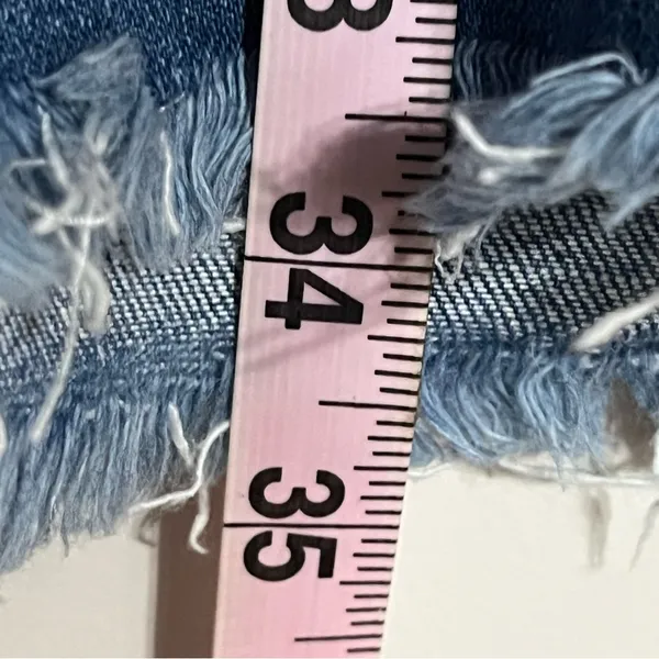 Aerie Denim Lace Up Grommet Shift Dress Medium Wash Ruffle Hem Fringe Large‎ - Image 7