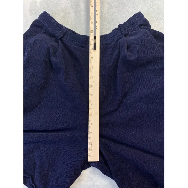 Vintage Women Medium Shorts Mom‎ Casey Max High Rise Pleated Blue Corduroy - Image 3