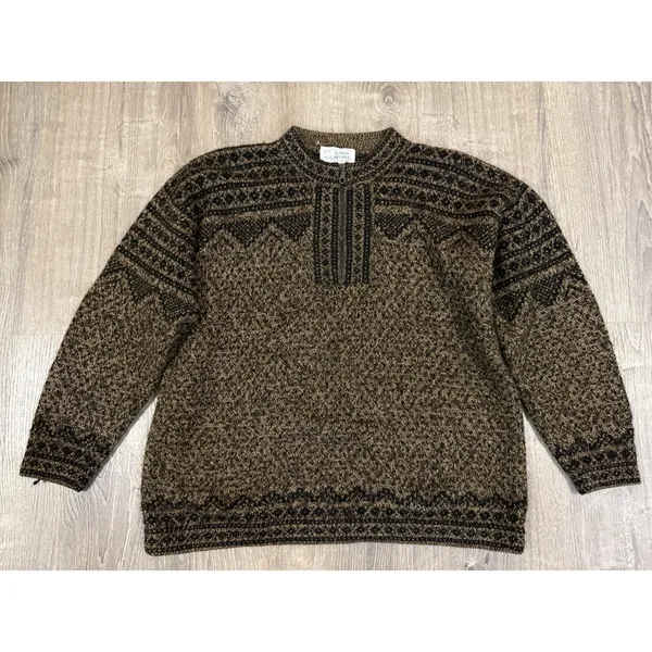 Alpaca Imports Brown Quarter Zip Alpaca Wool Blend Sweater Women's Medium - Image 2