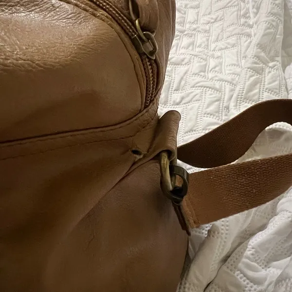 Brown Leather Target Travel Duffle Bag - Image 4