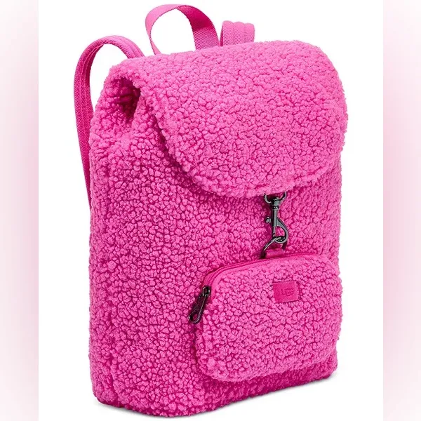 NWT UGG Inara Medium Faux-Sherpa Backpack UGGfluff Fuchsia Pink - Image 4