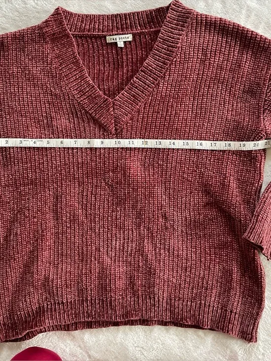 Rag Poets Burnt Maroon Knit V Neck Sweater size S - Image 8
