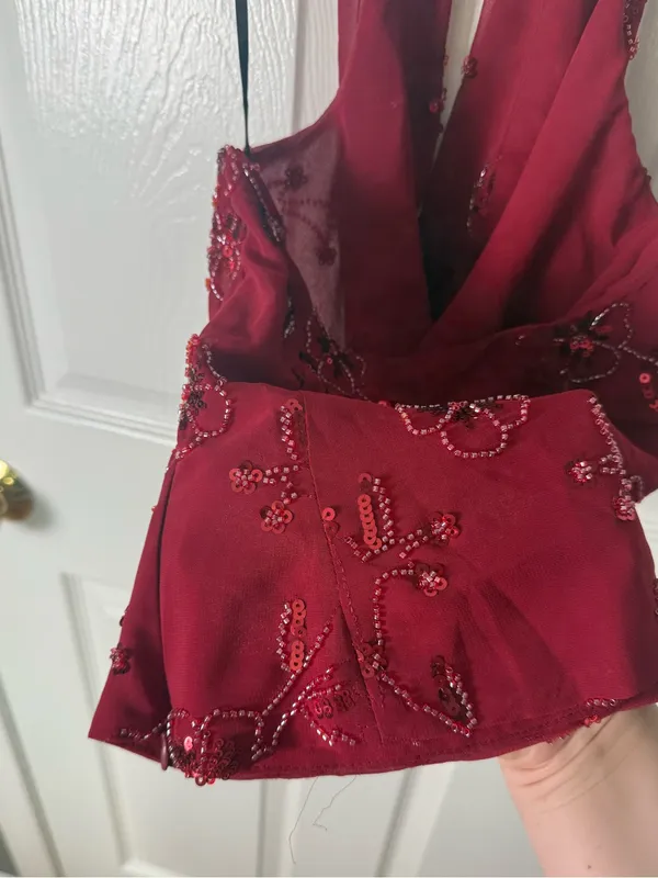 Princess Polly Twilight Zone Beaded Cowl Neck Top Red 0 - Image 6