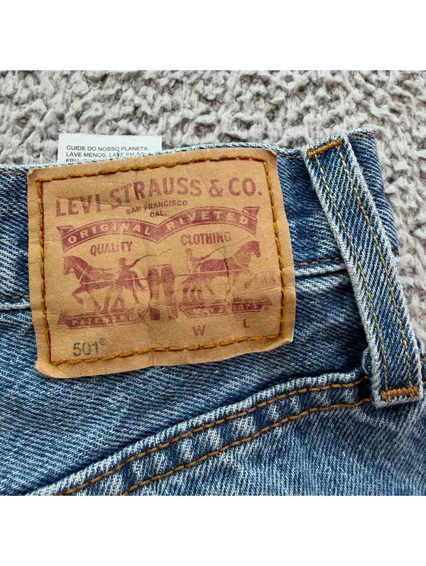 Levi’s Premium 501 Women’s W24 Blue Denim High Rise Distressed Cutoff Shorts - Image 5