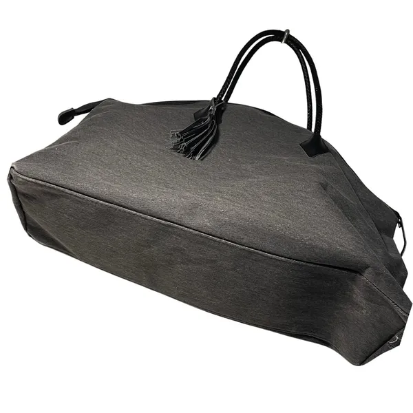 DSW Dark Grey Denim Tote‎ Bag Large With Tassel And Braided Handles - Image 2