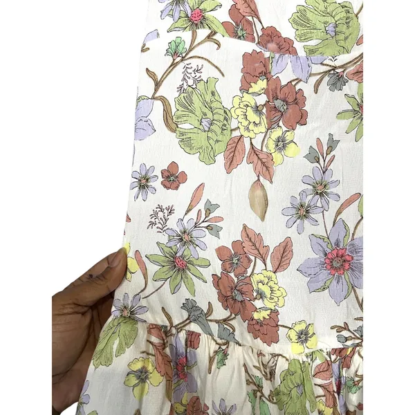 Olivaceous Floral Mini Dress Womens Cream Multi Ruffle Tie Strap - S - Image 3