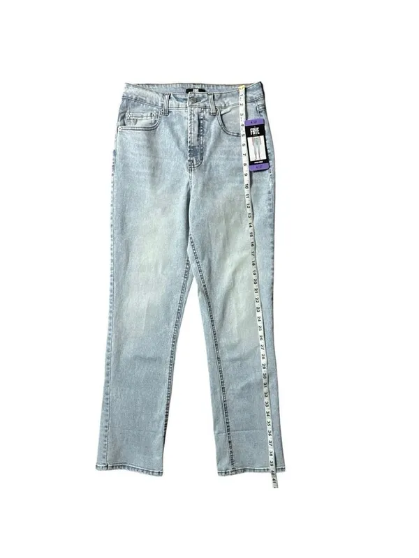 FRYE High Rise Straight Leg Relaxed Fit Cuffed Uncuffed Jean Blue Denim Sz 4/27 - Image 11