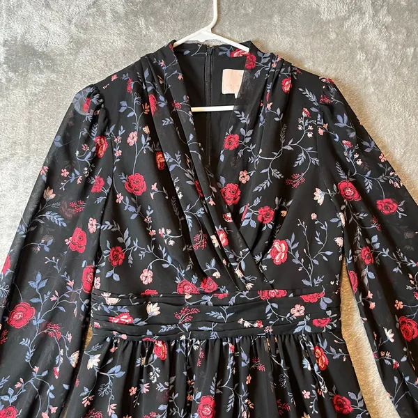 Gal Meets Glam Black Cherry Floral Mini Dress Size 6‎ Flowers Romantic - Image 2