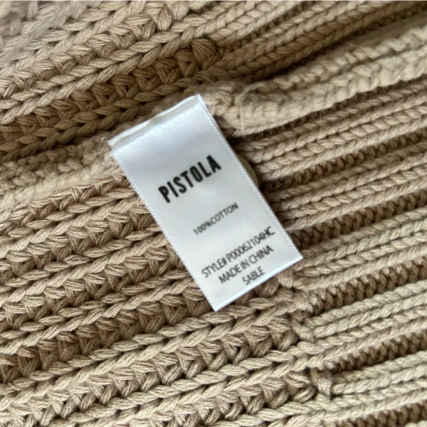New Pistola cotton knit Mallory Curved Sleeve Cardigan, sable tan cropped small - Image 6