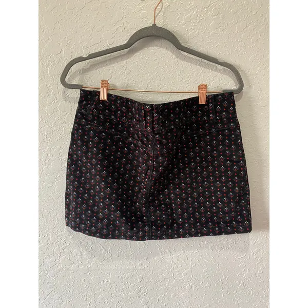 Free People Black Print Corduroy Mini Skirt Size 29 Boho Preppy - Image 5