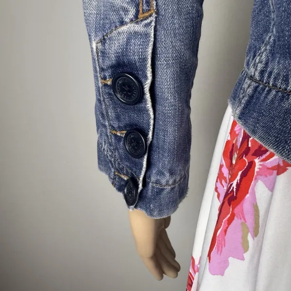Abercrombie & Fitch Size Small‎ Blue Denim Jacket 3/4 Sleeves Button Up - Image 11