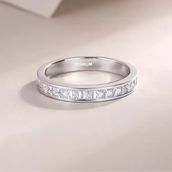 Women’s Luxury Collection Titanium Steel Cubic Zirconia Diamonds 4mm Band 7 - Image 4