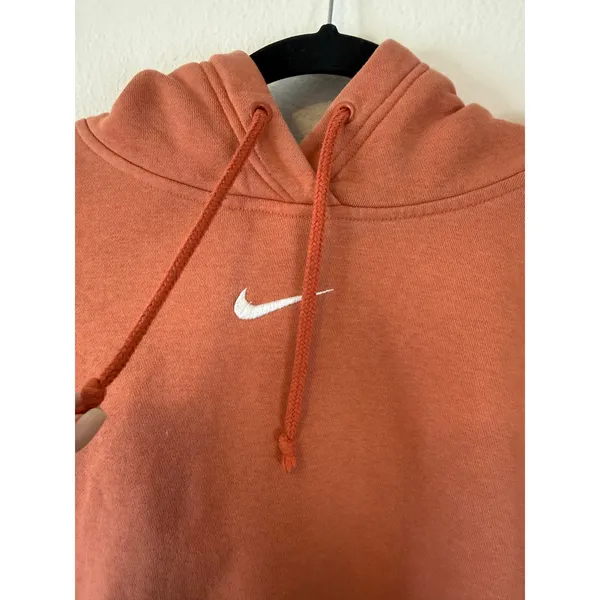 Nike Hoodie Center Logo Vintage Y2K Baggy Sun Faded Light Orange Size Small - Image 2