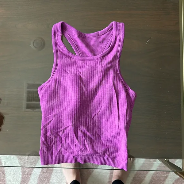 Lululemon PURPLE HIGH NECK EBB TO STREET TANK TOO CROPPED SIZE 4 - Image 2